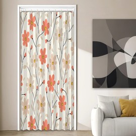 Magnetic Door Curtain with Blackout & Flower Print - Foldable Room Divider for Bathroom, Bedroom, Living Room (105 cm x 200 cm, Design C)