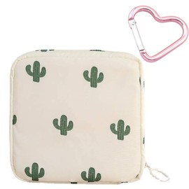 Adorable Pink Peri - Reusable Sanitary Napkin Pads Storage Bag Portable for Women Girls | Made of Nylon + Water Resistance | Zero Waste Period (Cactus)