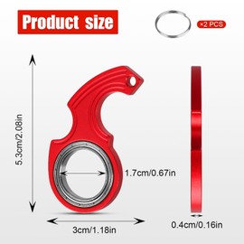 NQEUEPN 2 Key Fob Spinner Toy 1.7 cm Inner Diameter with 2 Metal Key Chains, Portable Finger Spinner Keyring for Children Adults Anxiety Relief (Black, Red)