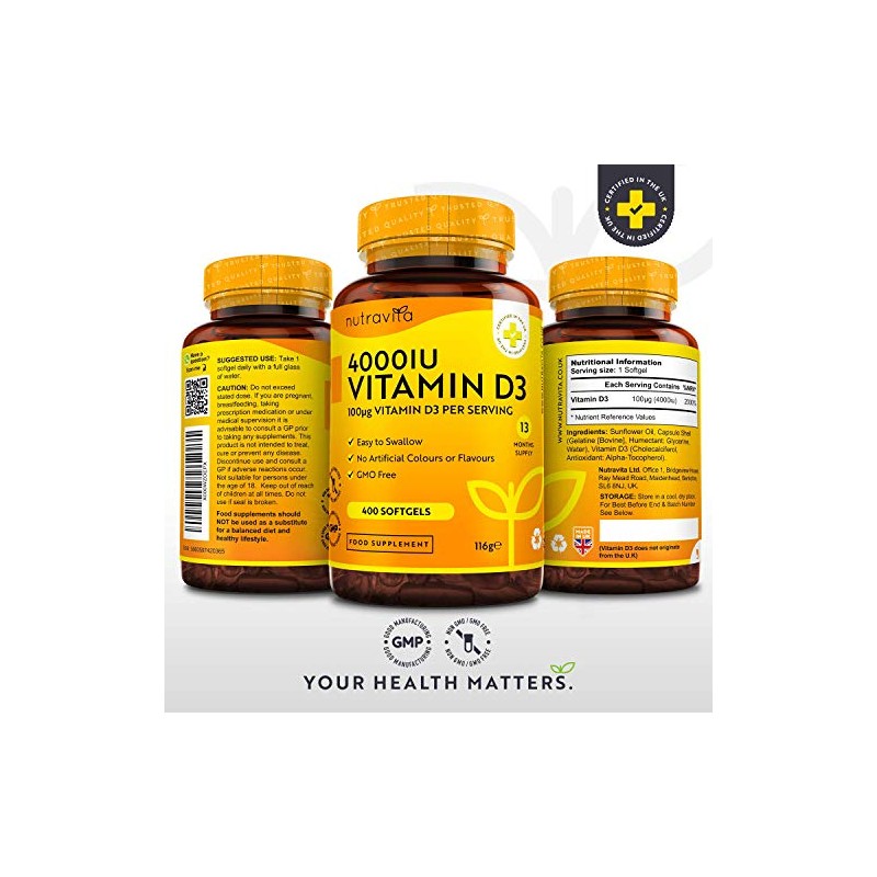 Vitamin D3 4000 iu - 400 High Strength Easy to