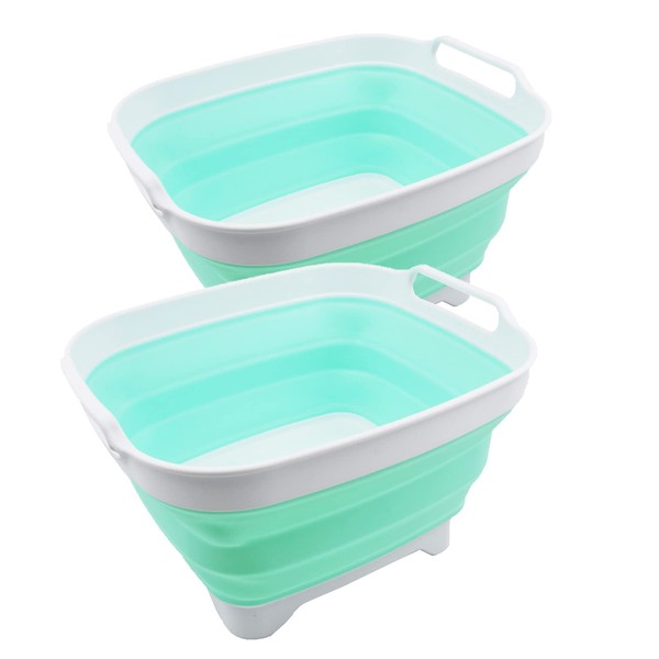 SAMMART 7.5L (2 Gallons) Collapsible Dishpan with Draining Plug -