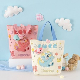 Cute Dragon Mini Eco Bag for Kids - Kindergarten Activity & Birthday Gift Handbag, Tongqin 7 Free Size / Little Dragon - Beige (27x25x10cm, Polyester Cotton) 10ea