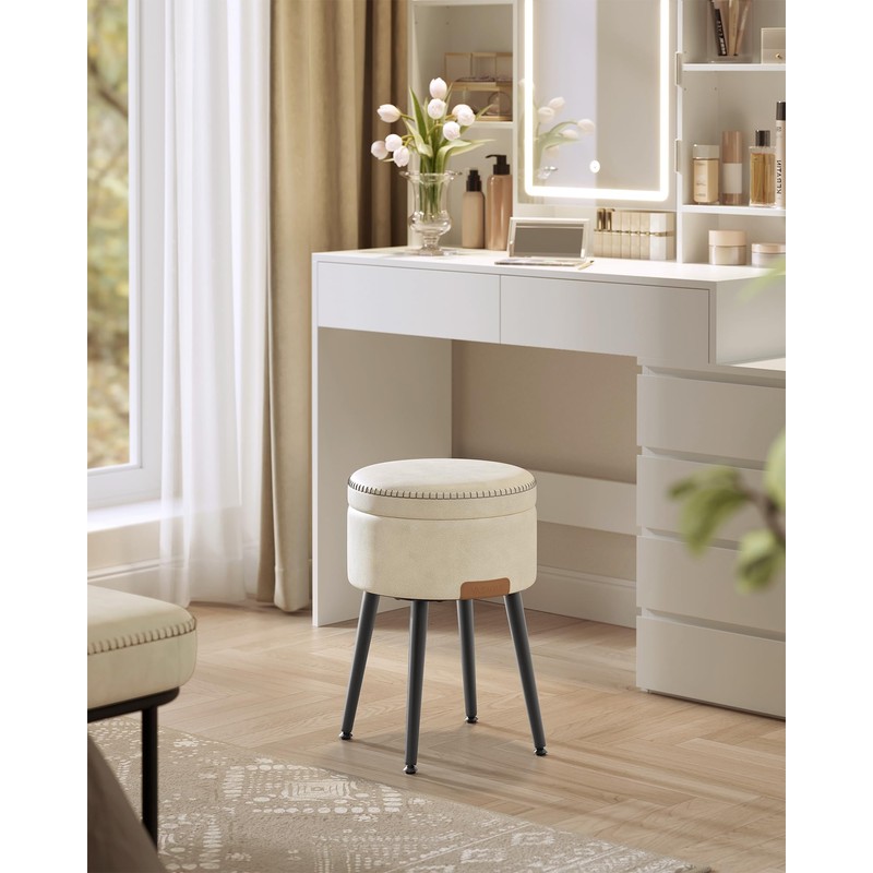 VASAGLE EKHO Collection - Storage Ottoman, Vanity Chair Stool, Synthetic