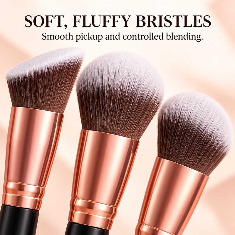 Professional Makeup Brush Set with Soft Fluffy Bristles for Foundation,