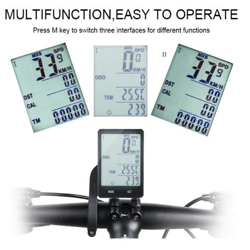 Lurowo Bicycle Speedometer with LCD Display Wireless MTB Bike Cycle