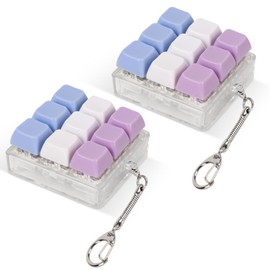 2 Pcs Keyboard Fidget Toy 9-in-1 Keyboard Fidget Clicker Decompression Button Toys for Adults Stress Relief Fidget Keychain