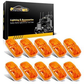 Partsam 10x Double Bubble Bullseye LED Marker Light, [DOT Approved] 2x4 Rectangle Amber 10 LED Tiger Eye Trailer RV Camper Truck Clearance Lights Indicators Surface Mount 12V