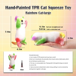 Big Hand Painted Cat Squishy Toys，Large Cute Ultra Soft Kitty Squeeze Fidget Toy for Stress Relief,Kawaii Squishies Sticky Animal Toy for Adults Kids,Decompression Sensory Balls Toys for Autism