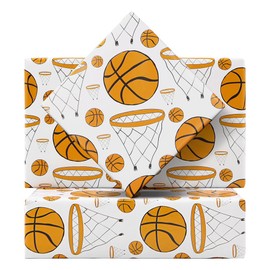 Basketball Wrapping Paper for Men Women, Large & Small Basketballs/Hoops Patterns on White Art Paper - Sports Theme Design for Basketball Player Kids Boys Girls Birthday Party Match Gift Wrap Paper