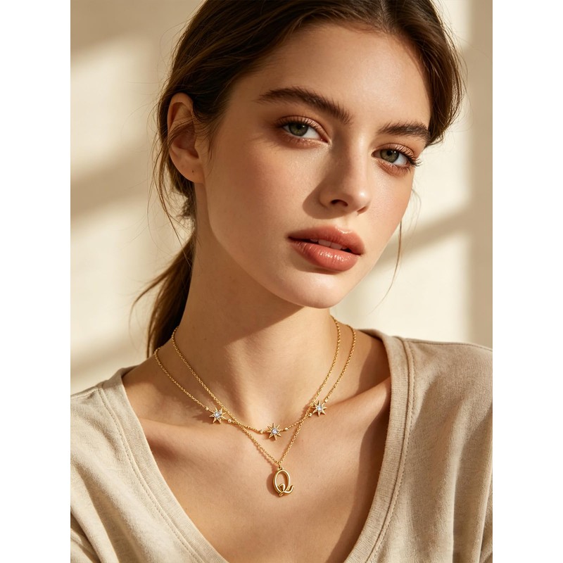 JIYVY32 14K Gold Plated Q Chic Initial Letter Keepsake