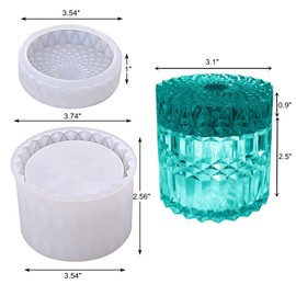 Molde de silicona para maceta de hormigón con molde de tapa, molde de maceta suculenta de silicona ondulada Retro, portalápices para velas, molde de arcilla de cemento