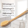 Bamboo Long Handle Back Scrubber Brush,Dry Body Scrubber for Dry