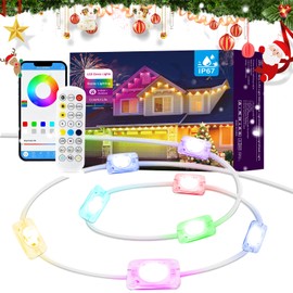 grirt Permanent Outdoor Lights for House, 200Ft Smart RGB+IC Outdoor Decor Lights, 75 Scene Modes, APP & Remote Control, IP67 Waterproof, for Christmas, Daily & Holiday, House Roof Lighting