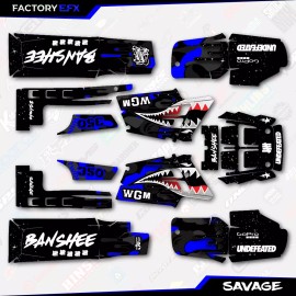 Factory EFX Black & Blue Savage Camo Racing Fender Graphics Kit fits Yamaha Banshee 350 Twin