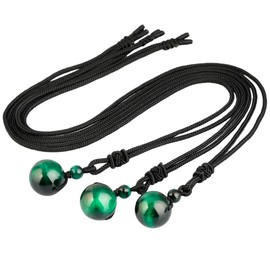 mookaitedecor Natural Green Tiger's Eye Healing Crystal Bead Pendant Necklace for Men Women, Round Stone Necklace Reiki Chakra Crystal Jewellery Gift Semi Precious Stone Necklace with Black Cord