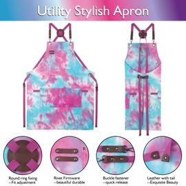 Stenffy 5 Pack Kitchen Apron, Work Apron, Canvas, Multiple Pockets, Gardening, Painting, BBQ, Artist, Carpenter, Sizes M to XXL, Phantom Blue