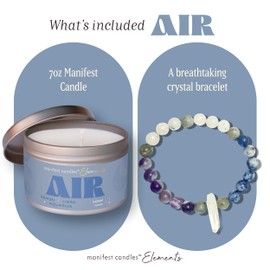 Zodiac Air Aquarius Gemini Libra Gifts for Women Crystal Candle, Zodiac Astrology Gifts Meditation Candle Healing with Crystals, Spiritual Manifestation Healing Stones Bracelet Jewelry - 7oz