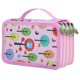 Estuche Lapices, 72 ranuras 4 capas de gran capacidad caja de lápiz caso de almacenamiento de lápiz con compartimento Estuche de Organizador Lápices para dibujo boceto arte escuela adultos(Pink)