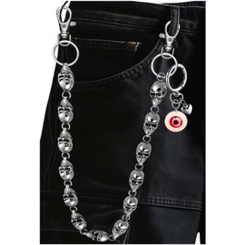 Lestp 2Pcs Wallet Chain Goth Keychain Skull Pant Chains Jean Pocket Chains for Men Women Cool Heavy Wallet Chain for Belt Biker Fashion Goth Accessories Stuff 2025 Unisex Hip Pop Punk Essential