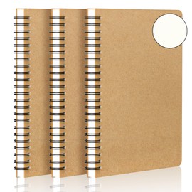EUSOAR Spiral Unlined Notebook, A4 3 Packs 8.5"x 11" 120 Pages Hardcover Blank College Spiral Travel Writing Journals, Kraft Hardcover, School Students Office Business Diary, Memo Notepad Sketchbook