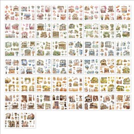 Alideco 50pcs Scrapbook Stickers Vintage People Landscape Coffee Sticker Book for Adults Sticker journaling Stickers for Scrapbooking (xiangwangshenghuo)