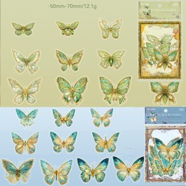 Votvlog Pack of 80 Butterfly Holographic Stickers Glitter Stickers with 4 Themes Transparent Waterproof 3D Sticker Butterfly Sticker Set for DIY Scrapbooking Photo Album Journaling