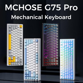 MCHOSE G75 Pro Wireless Mechanical Keyboard, 75% Layout, Gasket Mounted, 5 Layers Dampening,RGB Backlit, 2.4GHz/BT/Wired Tri-Mode, Hot Swappable (Blue, Cabbage Tofu Switch)