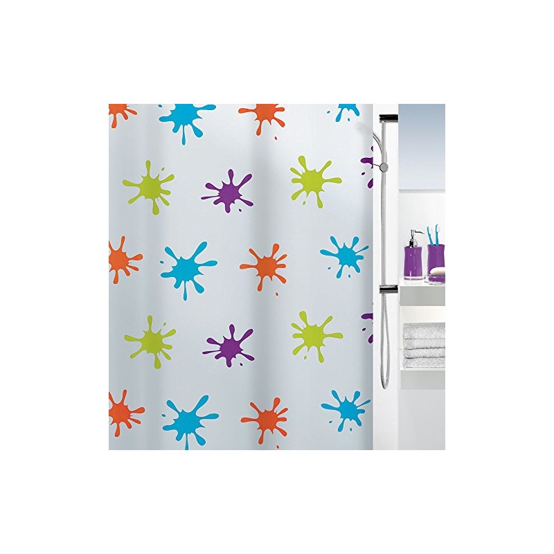 Spirella Splash Multicolor Shower Curtain, Multicolour, 180 cm x 200