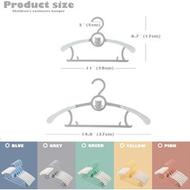 METOY Baby Hangers for Closet,20 Pack Infant Hangers,Non-Slip and Extendable Plastic Children's Newborn Baby Hangers 11"-14" Adjustable Children Coat Hanger for Girl Boy Toddler Kids Child (Grey)
