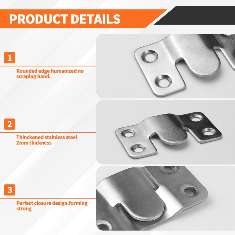 4 Pairs Stainless Steel Flush Mount Bracket, Interlocking Heavy Duty