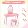 HONEY JOY Pink Crown Makeup Vanity, Includes Chair & Real