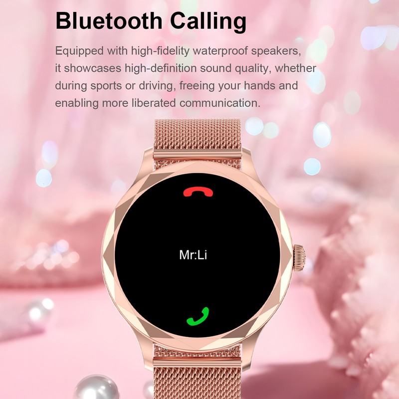 1.3in Outdoor Women Smart Watch Bluetooth Sports Smartwatch with Pink