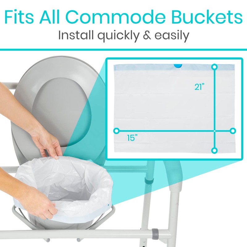 Vive Commode Liners for Bedside Toilet Chair Bucket, Bedpan (100