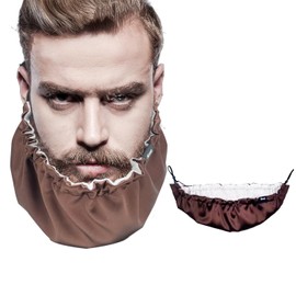 Mens Reversible Silky Satin Bamboo Beard Bonnet Bedtime Beard Bandana Guard Bib(Brown, Medium) (Brown, Medium)