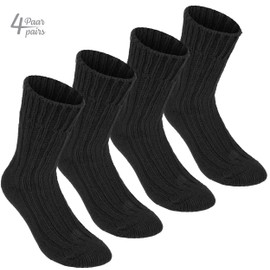 Brubaker Alpaca Socks, Very Thick Fluffy and Warm – Pure Alpaca Wool, 4 Pairs - black, size: 35-38