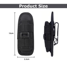 Srvauyea Torch Holster, Torch Holder, Tactical Torch Holster Bag, Nylon Torch Holster, LED Torch Holster with 360° Rotating Clip for Hiking Camping Training