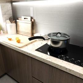 BAYYA Extra Wide Silver Stainless Steel Textured Countertop Contact Paper Vinyl Self-Adhesive Wallpaper Shiny Thicker 31.5x80inch Waterproof,Oil-Proof,Heat-Resistant Metal Look Stickers for Kitchen