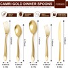 Gold 20-Piece Silverware Set with Handle, Stainless Steel Flatware Set,