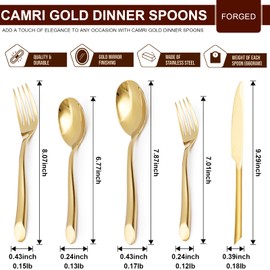 Gold 20-Piece Silverware Set with Handle, Stainless Steel Flatware Set, Cutlery Set Mirror Polished, Dishwasher Safe, Service for 4