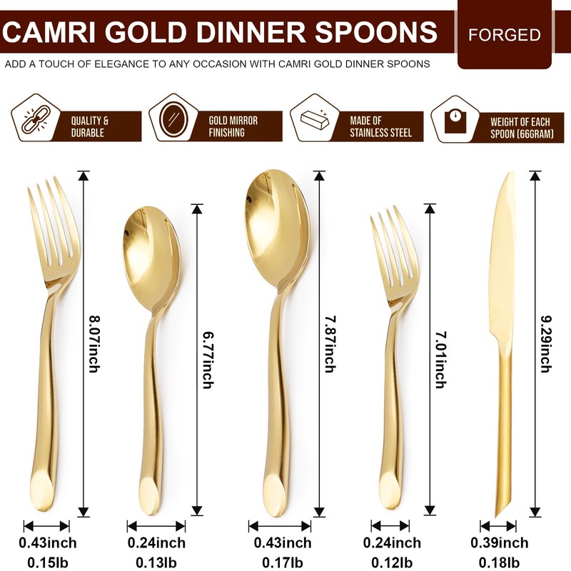 Gold 20-Piece Silverware Set with Handle, Stainless Steel Flatware Set,