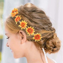 Graeen - Diademas bohemias con diseño de flores para el pelo, coronas, girasol, cuerda trenzada, accesorios para el cabello para mujeres y niñas (amarillo)