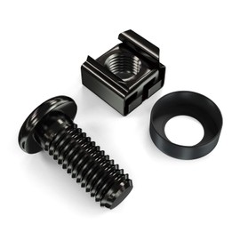 deleyCON 100 x M6 Cage Nuts Screws Set for Network Cabinets - Set of 100 Patch Panel Racks Server Housing 19 Inch 10 Inch Mounting Kit Steel - Black