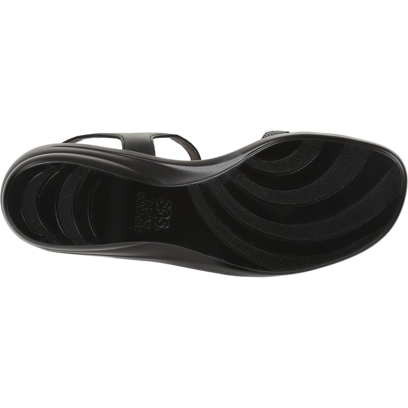 SAS Capri T-Strap Comfort Sandal Black Snake 7 WW -