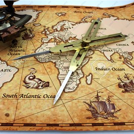 9 Inch Brass Artistic Proportional Divider with Leather Cover Pouch (9 inch)