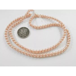 Czech Pink Champagne Glass Pearls (4mm) - 1 Full Stand Czech Made - Beads