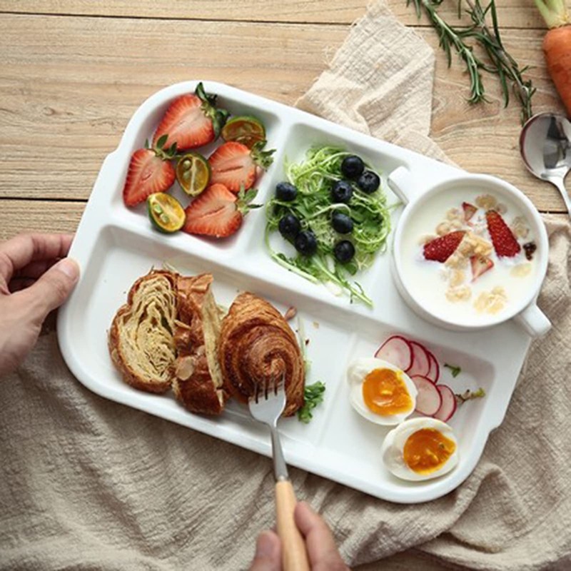 TOPZEA 4 Pack Divided Dinner Trays, Ceramic Serving Platter Dinner