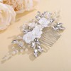 Teyglen Floral Flower Rhinestone Wedding Hair Comb Boho Silver Leaf