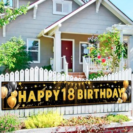 Happy 18th Birthday Yard Banner, 118x19.6IN 18th Birthday Fence Banner Large Happy 18th Birthday Banner 18th Birthday Yard Sign Banner for 18th Birthday Yard Decorations Happy 18th Birthday Decorations