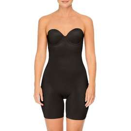 SPANX Suit Your Fancy Strapless Cupped Mid-Thigh Bodysuit Very Black SM