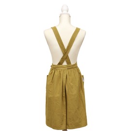 Fuji Boeki 17641 Apron Dress Apron, Width 30.3 - 49.2 x Height 33.5 inches (77 - 125 x 85 cm), Moss, 100% Cotton, Washable, Solid Color, With Pockets